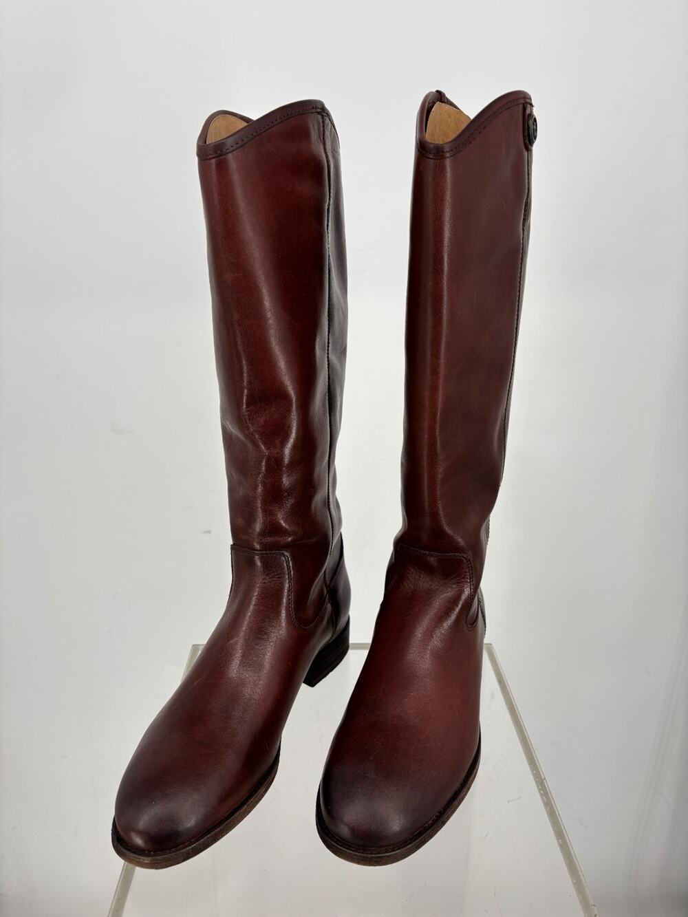 FRYE Melissa Button 2 Boots Womens 7M Redwood Leather Cowgirl Equestrian Riding